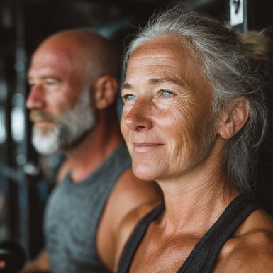 Активні люди старшого віку займаються фітнесом