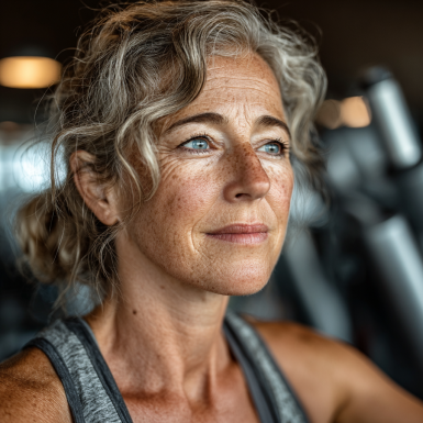 Активна пара старшого віку займається спортом